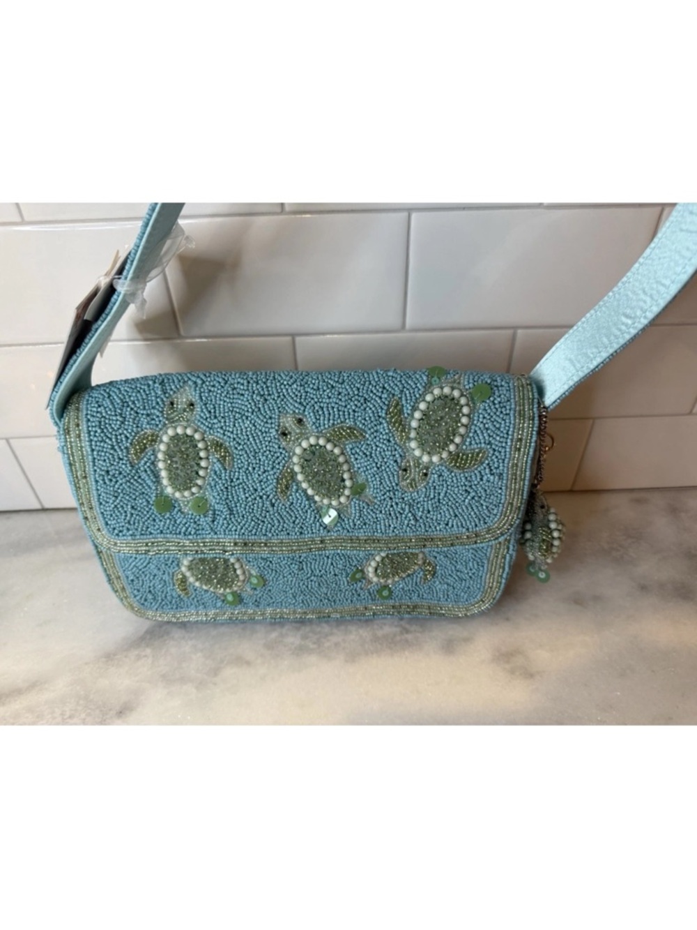 TikTok Viral Beaded Turtle Shoulder Bag With Charm Handmade In India NWT